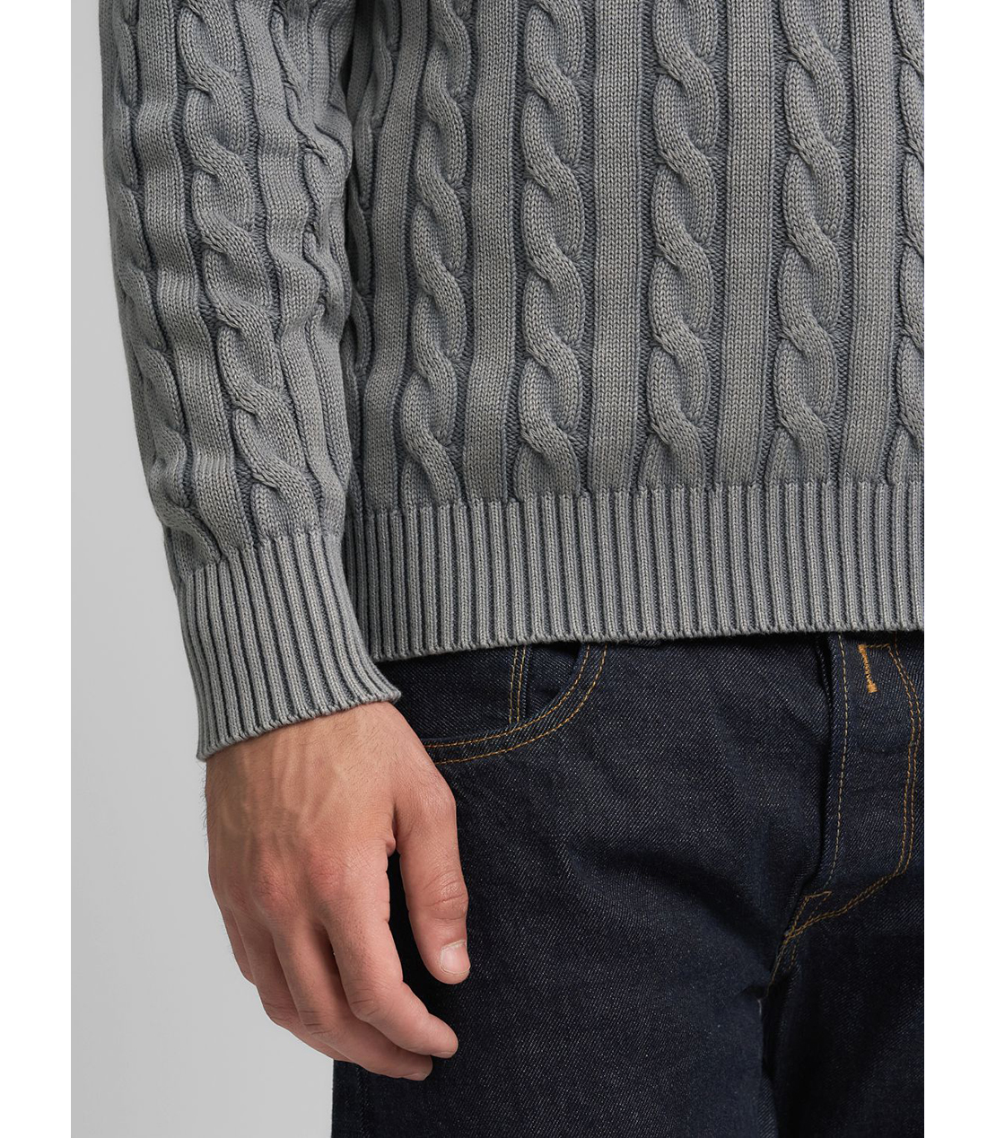 ケーブル編みコットンプルオーバー 詳細画像 スティールグレー 7